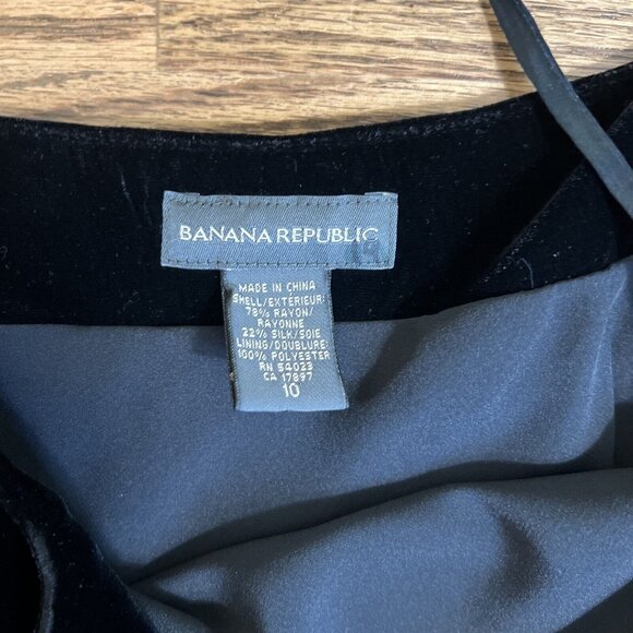 VTG Banana Republic Womens Black Velvet Slip Dress Size 10 Y2K 2002 Holiday Midi - Picture 11 of 15